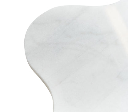 Modrest Aleidy White Marble Black Metal End Table