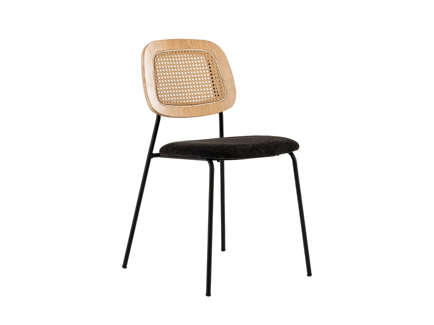 Modern Alizee Modern Rattan and Black Dining Chair Set of 2
