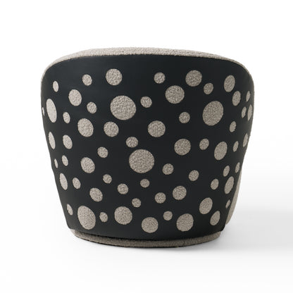 Divani Casa Allis Glam Grey and Black Fabric Swivel Accent Chair