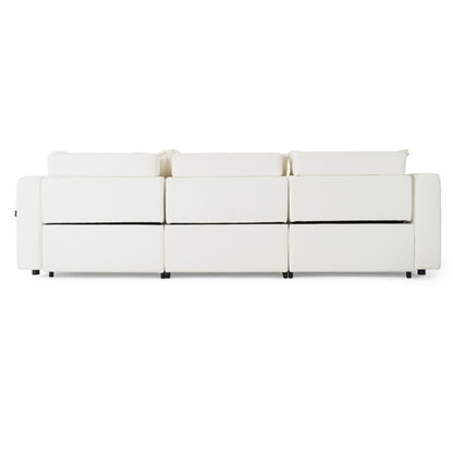 Divani Casa Almagre Modern White Fabric Sofa w/ 3 Electric Recliners