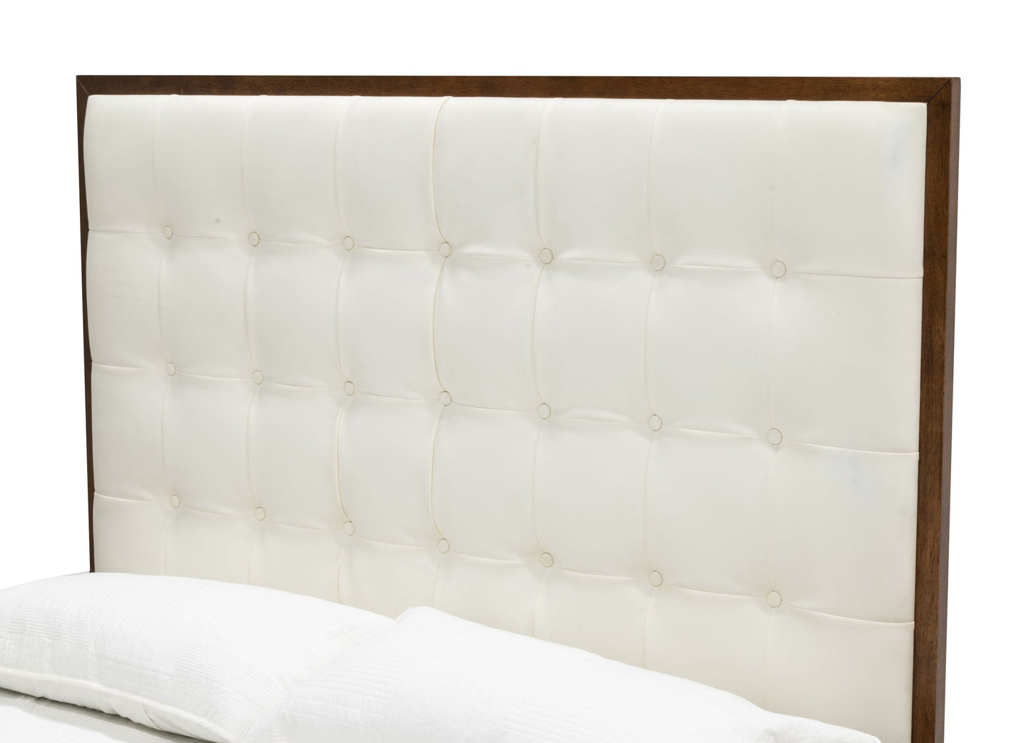 Modrest Amberlie White Vegan Leather and Walnut Bed