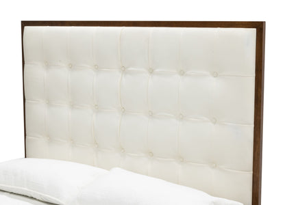 Modrest Amberlie White Vegan Leather and Walnut Bed