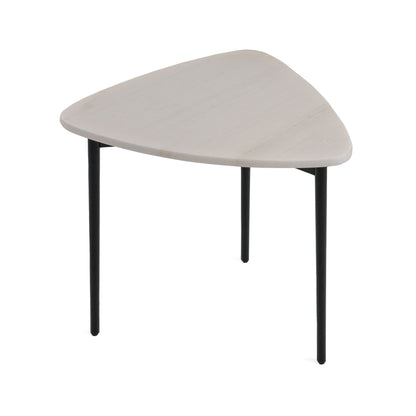 Modrest Andros White Marble Black Metal End Table