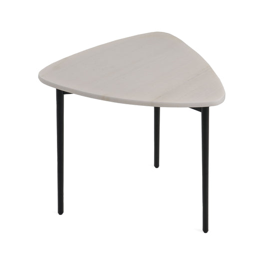 Modrest Andros White Marble Black Metal End Table
