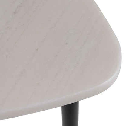 Modrest Andros White Marble Black Metal End Table