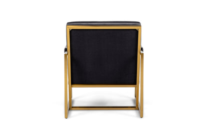 Modrest Anton Modern Grey Velvet Brass Accent Chair