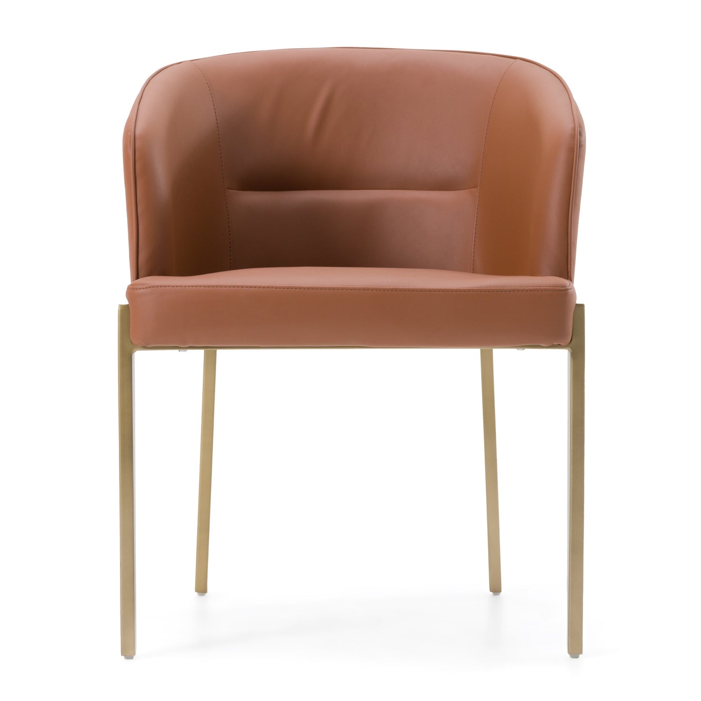 Modrest Aragon Modern Brown Vegan Leather Brass Dining Chair