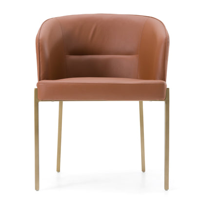 Modrest Aragon Modern Brown Vegan Leather Brass Dining Chair