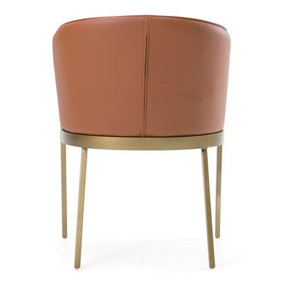 Modrest Aragon Modern Brown Vegan Leather Brass Dining Chair