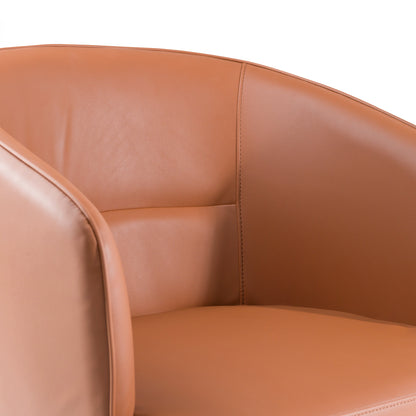 Modrest Aragon Modern Brown Vegan Leather Brass Dining Chair