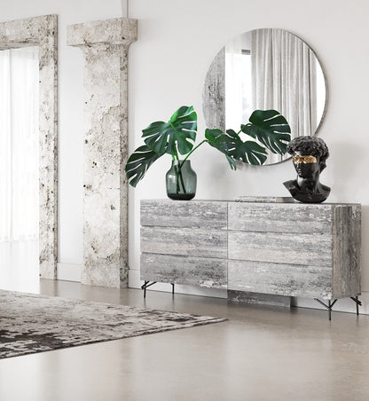 Nova Domus Aria Italian Modern Multi Grey with texture Round Mirror