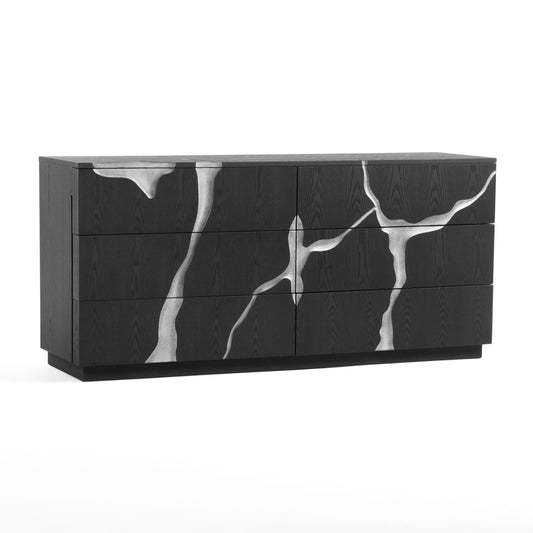 Modrest Aspen Modern Matte Brown Ash and Silver Dresser
