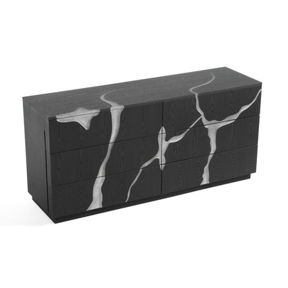 Modrest Aspen Modern Matte Brown Ash and Silver Dresser