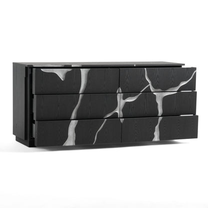 Modrest Aspen Modern Matte Brown Ash and Silver Dresser