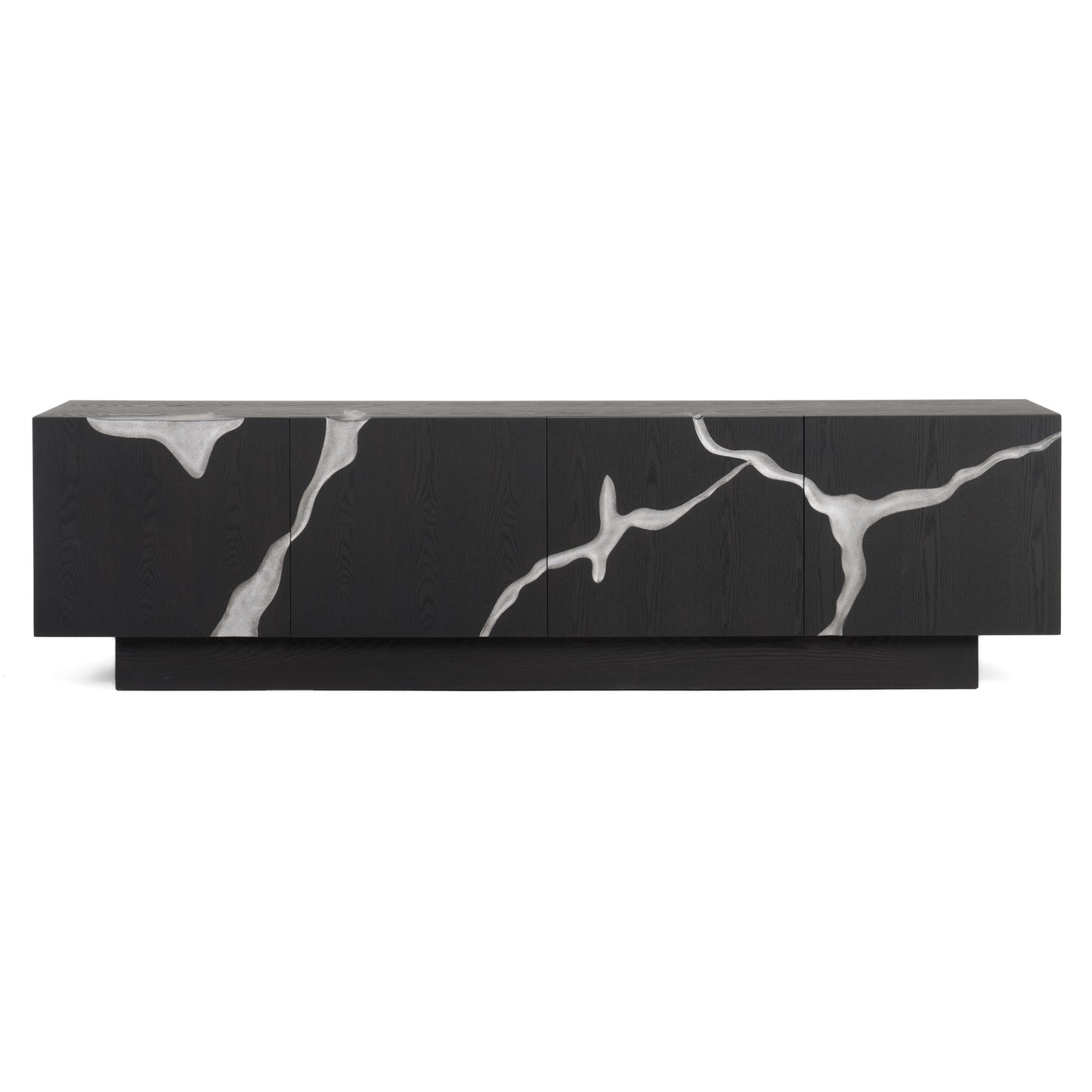 Modrest Aspen Modern Matte Brown Ash and Silver TV Stand
