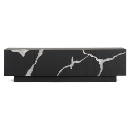 Modrest Aspen Modern Matte Brown Ash and Silver TV Stand