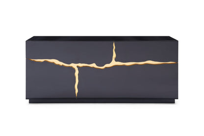 Modrest Aspen Modern High Gloss Black and Gold Buffet