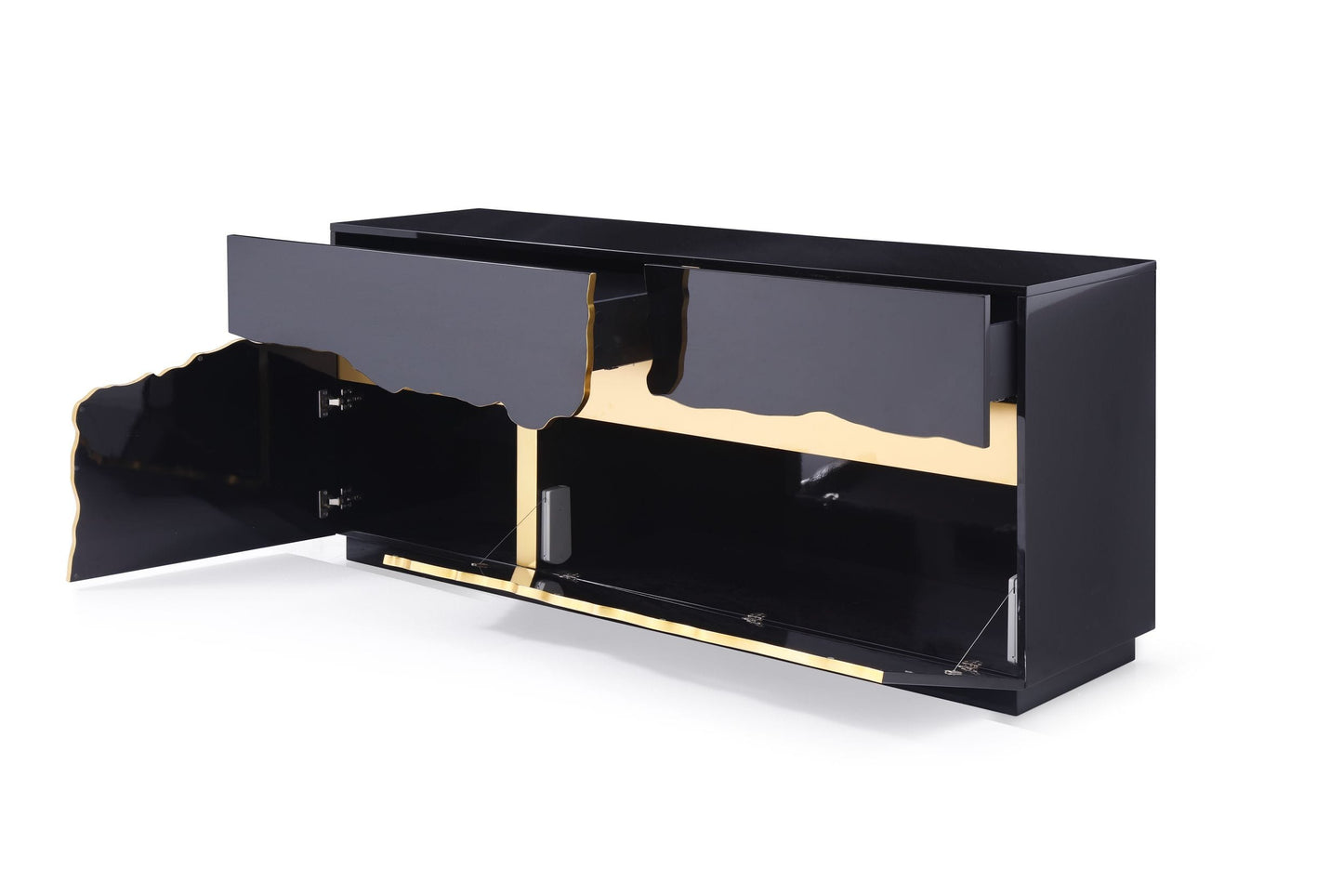 Modrest Aspen Modern High Gloss Black and Gold Buffet