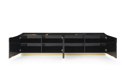 Modrest Aspen Modern Black and Gold TV Stand