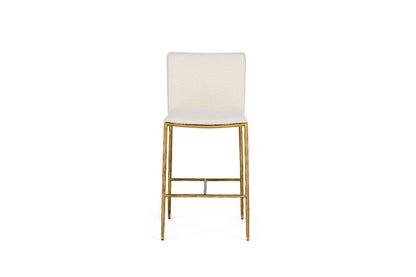 Modrest Atlanta Modern Off-White Fabric and Brass Counter Chair