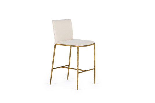 Modrest Atlanta Modern Off-White Fabric and Brass Counter Chair