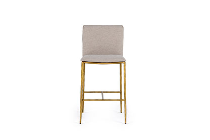 Modrest Atlanta Modern Beige Fabric and Brass Counter Chair