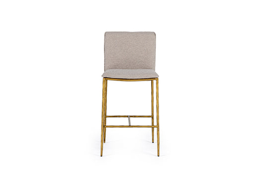 Modrest Atlanta Modern Beige Fabric and Brass Counter Chair