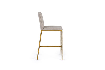 Modrest Atlanta Modern Beige Fabric and Brass Counter Chair