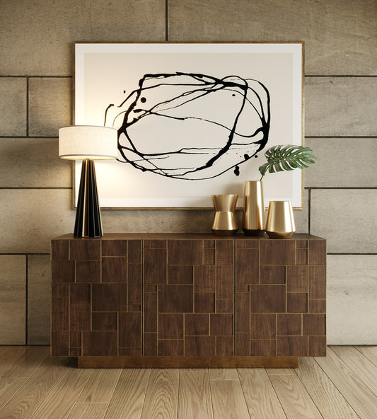 Modrest Auer- Brown Oak and Gold Buffet