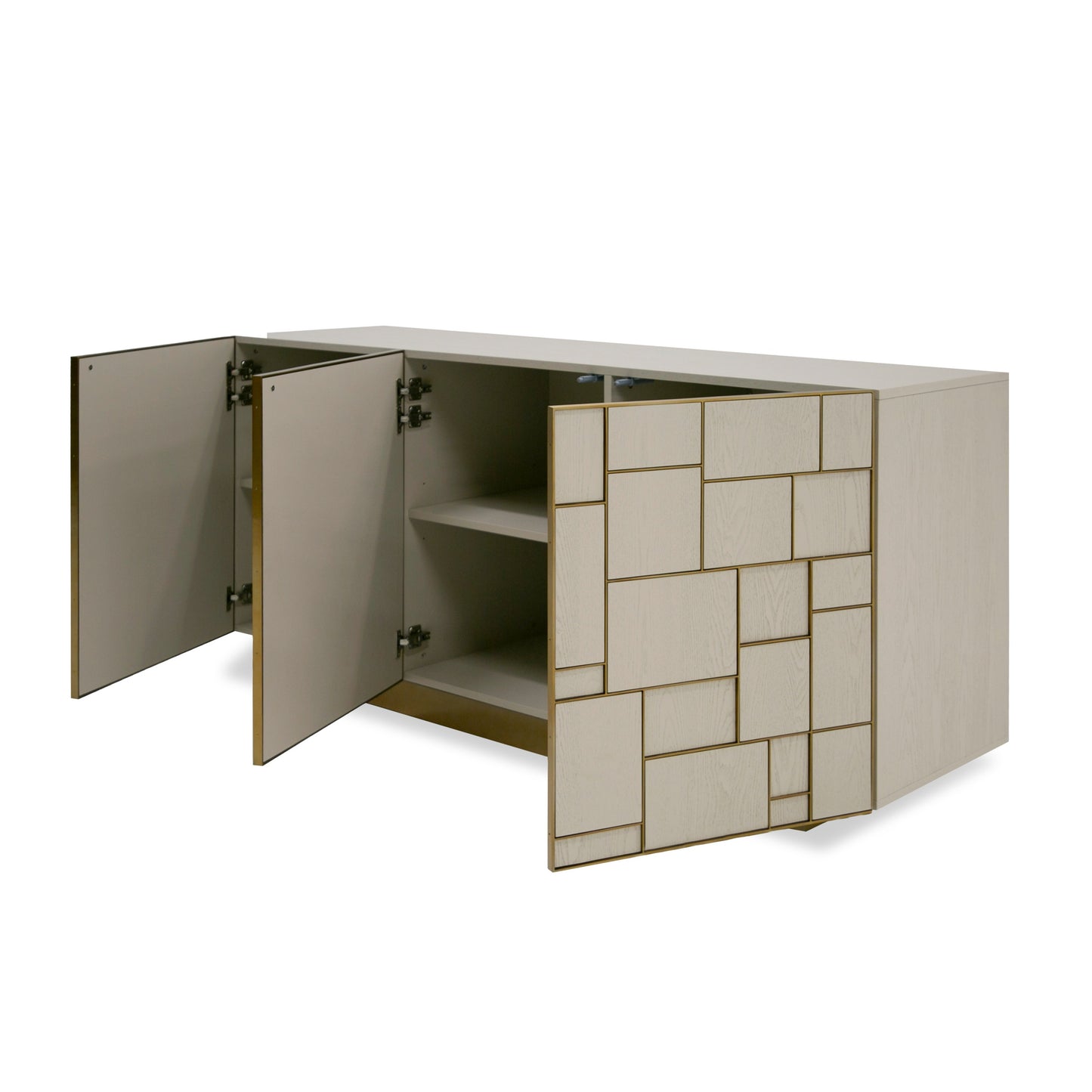 Modrest Auer Mid-Century Modern Cream Ash Gold Buffet