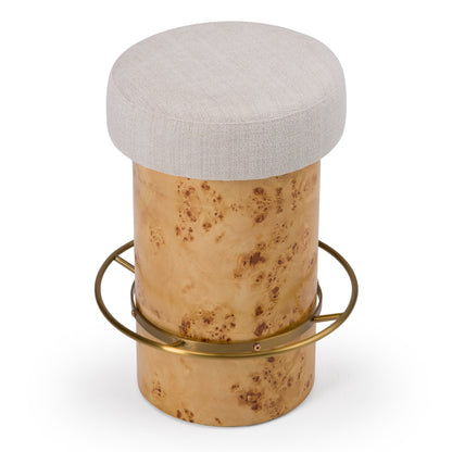 Modrest August Modern Cream Fabric Antique Brass Counter Stool