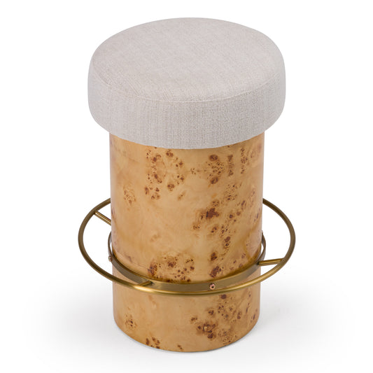 Modrest August Modern Cream Fabric Antique Brass Counter Stool