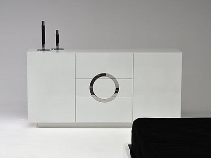 Ovidius Modern White Crocodile Lacquer Bed