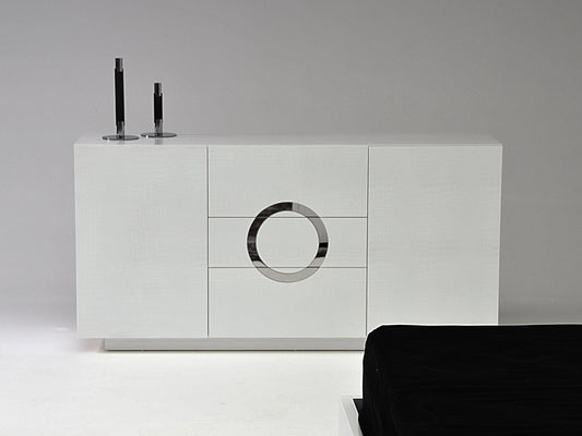 Ovidius Modern White Crocodile Lacquer Bed