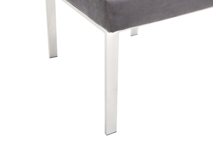 Modrest Reba Modern Grey Velvet and Stainless Steel Dining Chair