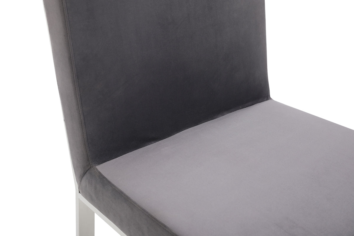 Modrest Reba Modern Grey Velvet and Stainless Steel Dining Chair