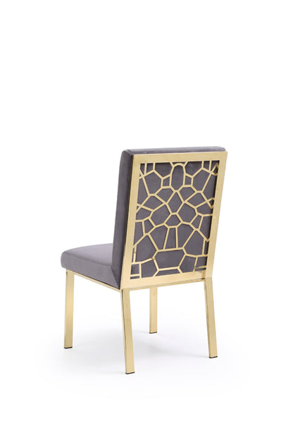Modrest Reba Modern Grey Velvet and Gold Dining Chair