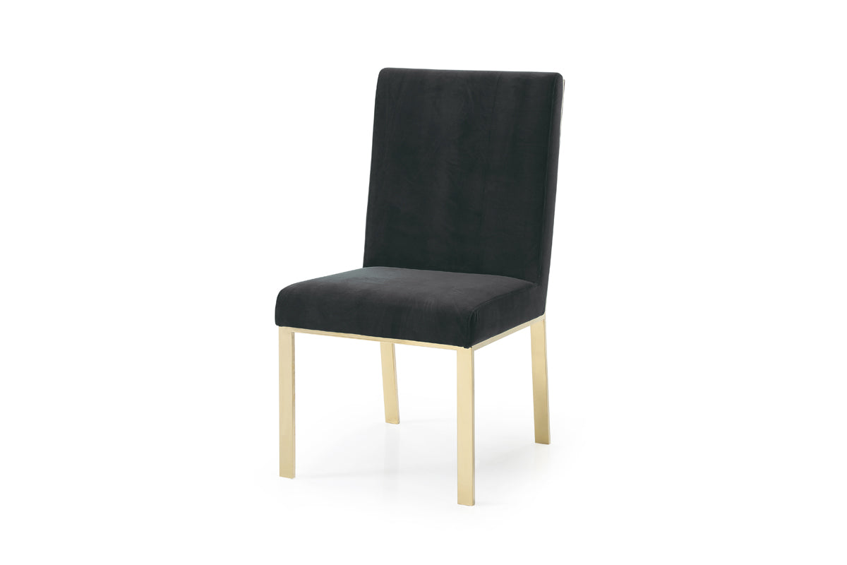 Modrest Reba Modern Black Velvet and Gold Dining Chair