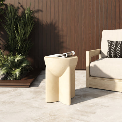 Modrest Elsa Modern Beige Concrete Round End Table