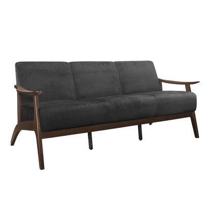 Homelegance Carlson Sectional Sofa Dark Gray Velvet with Dark Walnut Finish 1032DG-3