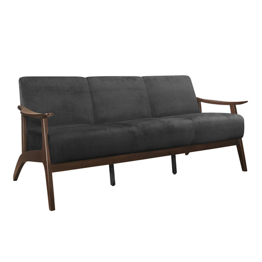 Homelegance Carlson Sectional Sofa Dark Gray Velvet with Dark Walnut Finish 1032DG-3