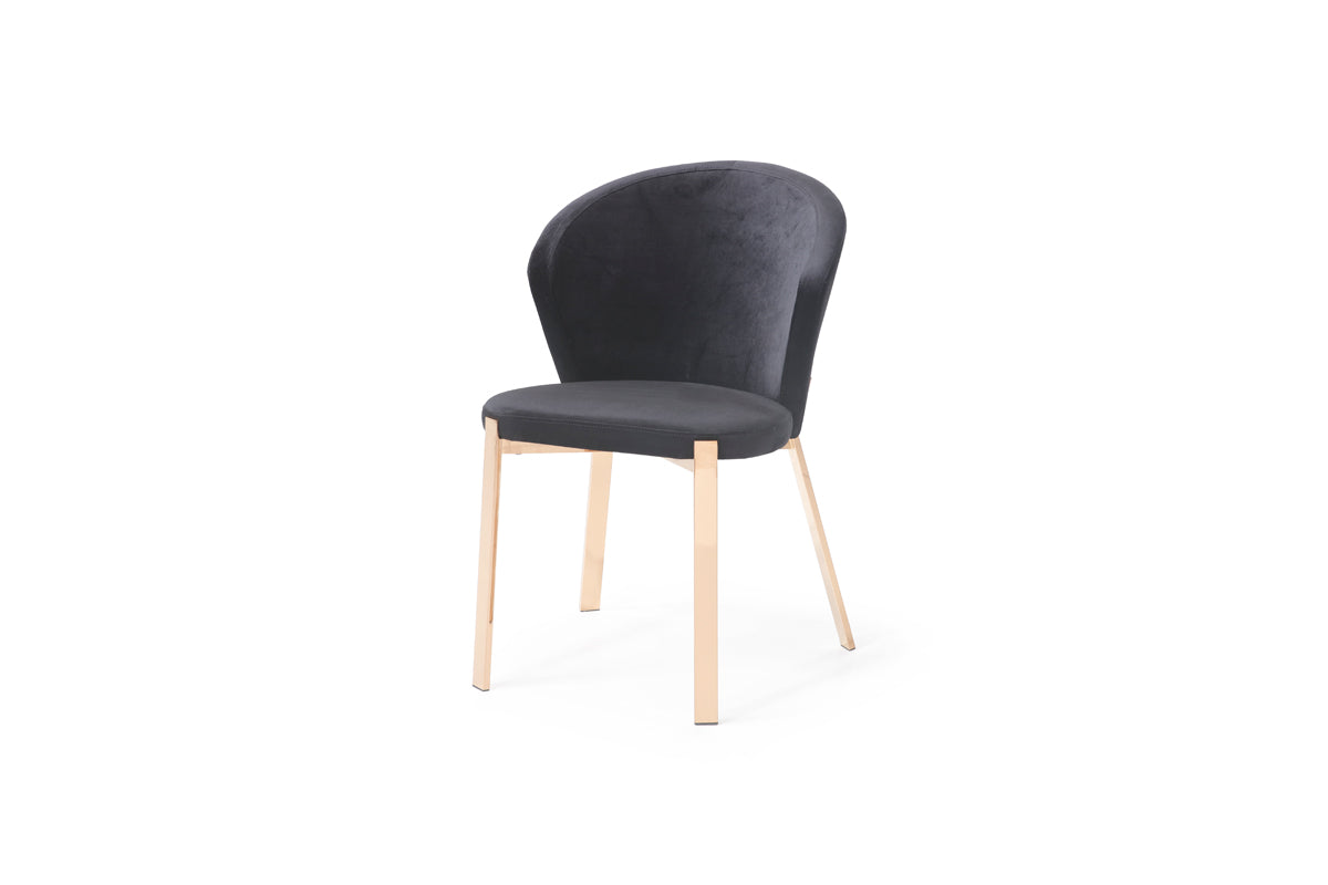 Modrest Nadia Modern Black Velvet and Rosegold Dining Chair