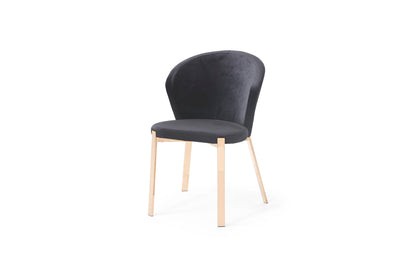 Modrest Nadia Modern Black Velvet and Rosegold Dining Chair