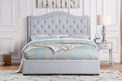 Homelegance Queen Bed Toddrick Gray Linen-Like Fabric with Storage 1642-1DW