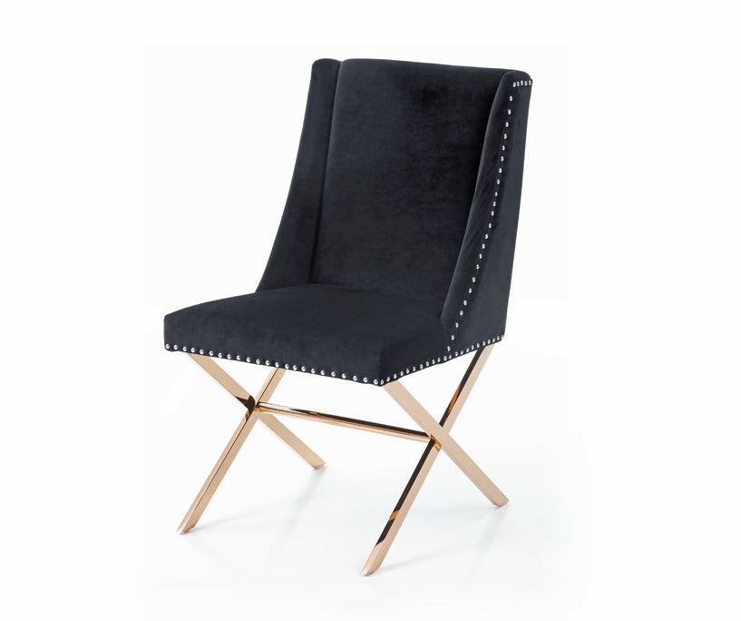 Modrest Alexia Modern Black and Rosegold Dining Chair