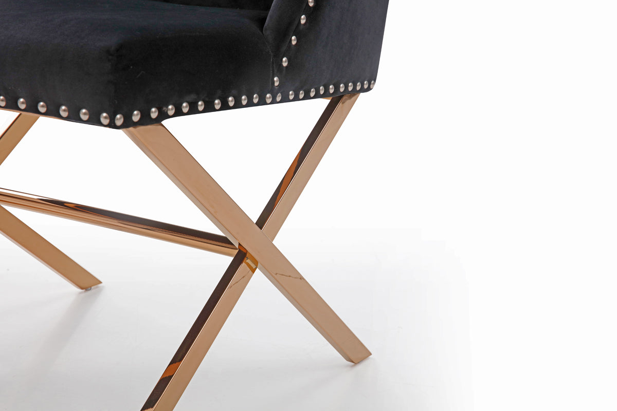 Modrest Alexia Modern Black and Rosegold Dining Chair