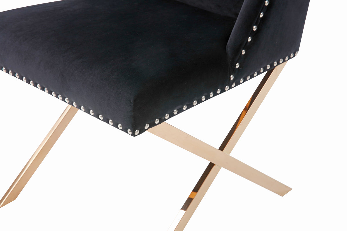Modrest Alexia Modern Black and Rosegold Dining Chair