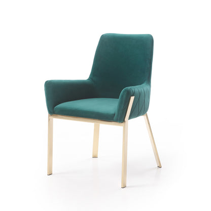 Modrest Robin Modern Green Velvet and Gold Dining Chair
