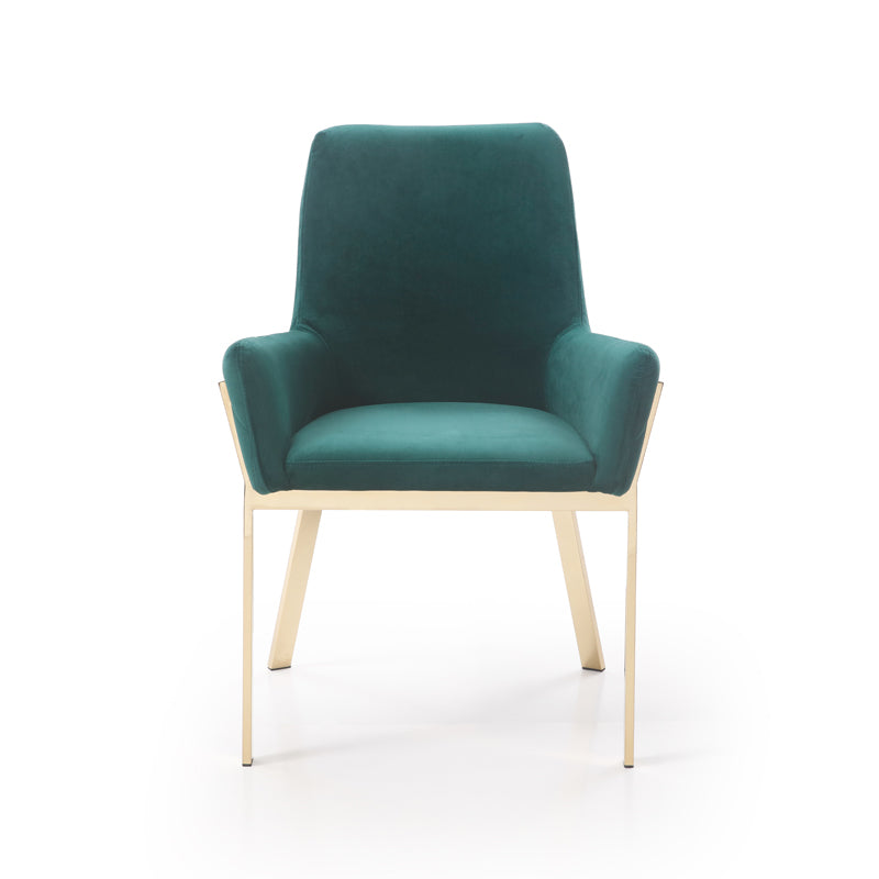 Modrest Robin Modern Green Velvet and Gold Dining Chair