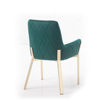 Modrest Robin Modern Green Velvet and Gold Dining Chair